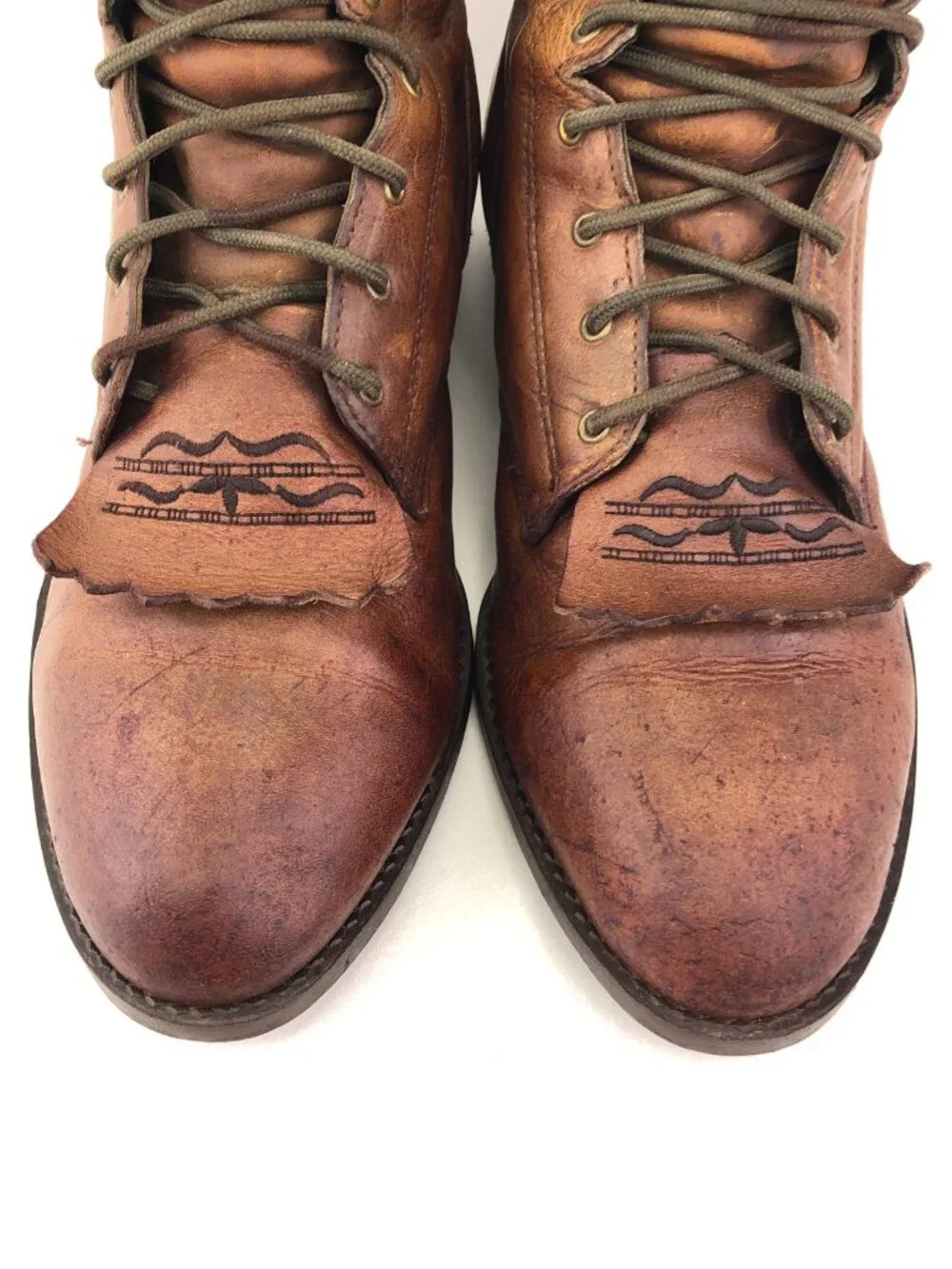 Ariat Heritage Brown Leather Kiltie Western Lacer Boots 11